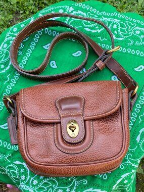 Vintage Coach Sheridan Durham Brown Pebble Leather Mini Crossbody Bag